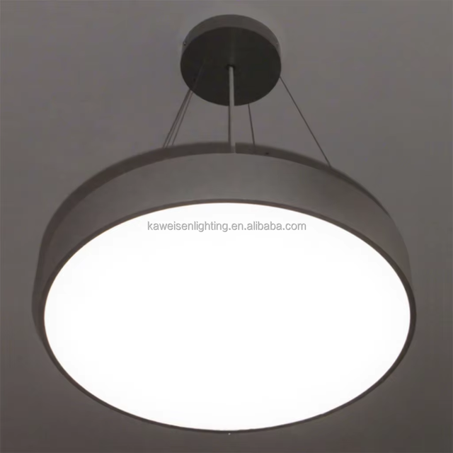 Commercial Lighting 75cm White Flat Round Pendant Light Circle Metal Panel LED Linear Suspension Mount Ceiling Lighting Fixture