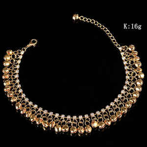 Tobillera de Verano con Campanas de Moda, Pedrería, Chapado en Oro, Campanas Indias para Danza del Vientre, Colgante con Borla, Zirconia - Product Image 6