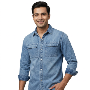 OEM Fashion Denim <b>Jacket</b> High Quality <b>Long</b> Sleeves Jeans <b>Jacket</b> <b>Men's</b> Denim Jeans Shirt for Unisex Best Premium <b>Jacket</b> for <b>man</b> - Product Image 1