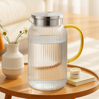Carafe à eau transparente en verre borosilicate sans BPA pour café froid, jus et infusion de thé, idéale pour la maison et les restaurants