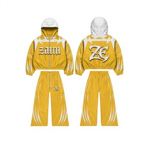 ZAINI ZI-262 Veste coupe-vent d'hiver pour homme, col à capuche, tissu polyester/nylon 300g, respirant, style décontracté, jaune, panneau blanc - Product Image 1