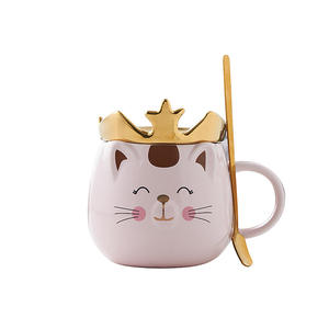 Mug à café en céramique chat mignon avec cuillère en acier inoxydable 500 ml, grand format, compatible lave-vaisselle et micro-ondes, cadeau fantaisie pour les amoureux des chats - Product Image 5