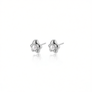 Amy Amy Pearl <b>Stud</b> Earrings 925 <b>Silver</b> Faux Pearl Flower Shape White Classic Style For Women Everyday Wear - Product Image 5