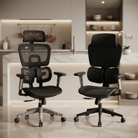 Chaise de bureau ergonomique moderne pivotante avec support lombaire en maille, appui-tête réglable, chaises inclinables de luxe personnalisables