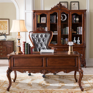 European-style <strong>Solid</strong> <strong>Wood</strong> <strong>Desk</strong>, Vintage Chic Office <strong>Desk</strong>, Luxury Computer <strong>Desk</strong>, Writing <strong>Desk</strong>, Home Office Furniture - Product Image 2