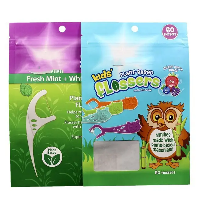 Kantong plastik cetakan segel panas, alat pembersih gigi anak-anak kustom Digital