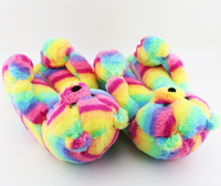 Chausson Ours en Peluche Arc-en-ciel d'Intérieur Extérieur OEM, Pantoufles Personnalisées pour Enfants, Femmes et Filles