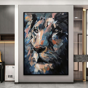 Pintura al óleo de León abstracta grande, arte de pared de animales <span class=keywords><strong>impresionistas</strong></span> <span class=keywords><strong>modernos</strong></span>, impresión Digital pintada a mano en marco de algodón, regalo - Product Image 5