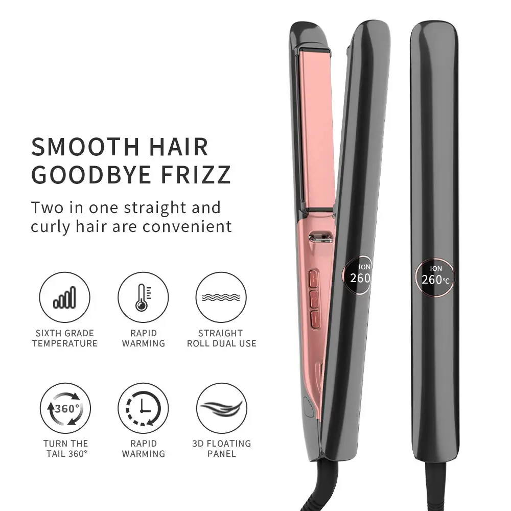 New Design 2 in 1 Nano Titanium Hair Straightener and Curling Style Flat Iron For Professional Salon