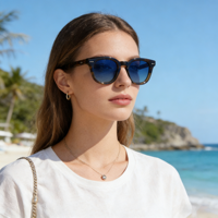 Lunettes de soleil polarisées carrées en acétate avec logo personnalisé, protection UV400, pour hommes et femmes, vente en gros, OEM ODM