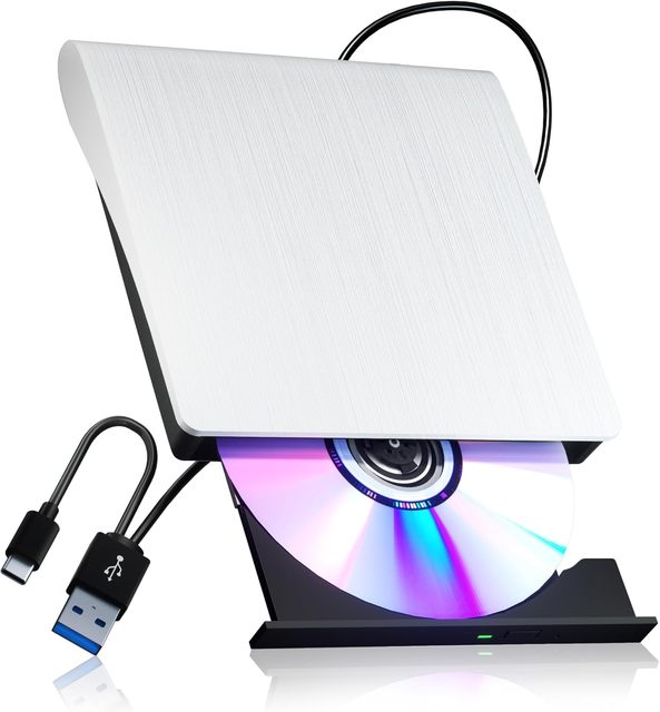 USB 3.0 Slim External CD-ROM DVD Drive Compatible with Windows 11/10/7/8/XP & Mac MacBook Slim Style for Laptops & Desktops