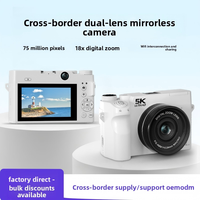 Cámara sin Espejo 5K UHD de 75MP con Doble Lente Frontal y Trasera, Pantalla Táctil IPS de 3.0 Pulgadas, Control por Aplicación WiFi, Modo Belleza, para Vlogging