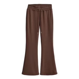 Pantalon de jogging décontracté pour femme, coupe mi-haute, jambe évasée, hiver, respirant, doux, large, jambe droite, polaire, uni, teinture unie - Product Image 4
