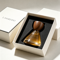 Flacon de parfum haut de gamme avec bouchon en bois 50 ml, flacon de parfum conique transparent de luxe vide et boîte personnalisée avec logo