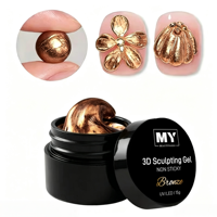 Gel de Sculpture 3D pour Ongles Effet Métallique Non Collant pour Nail Art, Modélisation 3D, Nœuds, Fleurs, Manucure