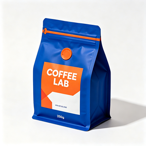 Sachet de café bleu refermable avec fermeture éclair, en aluminium, pour emballage alimentaire, imprimé sur mesure, résistant à l'humidité - Product Image 6