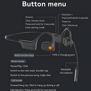 Tai nghe dẫn xương DG09 chất lượng cao mới năm <span class=keywords><strong>2025</strong></span>, kiểu mở tai, khử tiếng ồn ENC, dùng cho điện thoại - Product Image 4