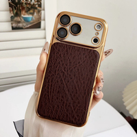Étui de téléphone antichoc en cuir PU électroplaqué pour iPhone 17 Pro Max/17 Pro/17 Air/17 avec protection de l'appareil photo et protection contre les chutes