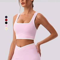 Soutien-gorge de sport personnalisé pour femme, dos nu, col carré, respirant, léger, maintien élevé, bretelles fines, séchage rapide, idéal pour le yoga et la course à pied