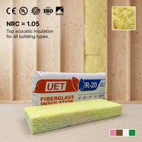 Matériau d'isolation acoustique de haute qualité NRC 1.05, laine de verre, panneaux d'absorption acoustique en fibre de verre R19 6,25 pouces, Amérique du Nord