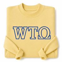 Sudadera Personalizada Greek Life Varsity con Cuello Redondo y Borde Blanco y Azul con Diseño de Tres Letras para el Espíritu Universitario de la Fraternidad