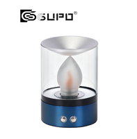 Lampe de table d'ambiance GUPO 3.5W avec abat-jour en verre intégré, rechargeable par USB-C, sans flamme, à LED, pour le soin des yeux