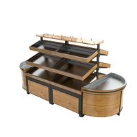 Étagère de présentation en bois et en acier pour fruits et légumes, stand de produits, table pour supermarché