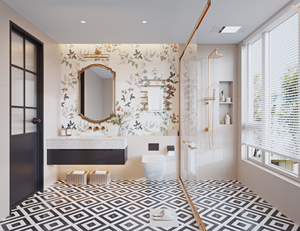 Mueble de tocador de baño moderno de lujo Espejo LED Montado en la pared de alta calidad para villas Venta caliente Madera contrachapada MDF Madera Acero - Product Image 6