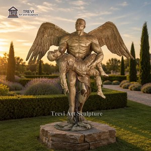 Statue d'ange tombé en bronze grandeur nature, ange ailé avec sculpture de serpent, art commémoratif pour jardin extérieur, OEM personnalisé - Product Image 6