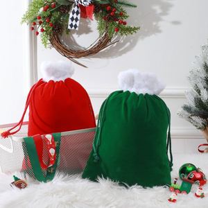 Bolsa de Regalo Navideña con Cordón de 30*40cm, Bolsa de Embalaje para Dulces, Bolsa de Terciopelo Rojo para Chocolate - Product Image 1