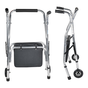 Guoyao Aluminum Alloy Walker With Seat <b>Foldable</b> 5 Inch Wheels For Walking And <b>Bathing</b> - Product Image 3