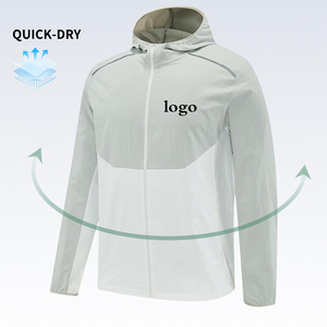 Chaqueta cortavientos transpirable para hombre con bloques de color y capucha, detalles reflectantes, cremallera completa, chaqueta para exteriores con logotipo personalizado para deportes - Product Image 2