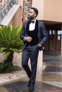 Fashion Dark Grey Men Suits <span class=keywords><strong>3</strong></span> Pcs Kostuum Homme Bruidegom Smoking Mens Wedding Suits <span class=keywords><strong>Prom</strong></span> Bruidegom Slim Fit (Jas + Broek + Vest) - Product Image 3