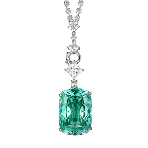 Classic Green Paraiba Cubic Zirconia Premium Jewelry Anti-tarnish Eco-friendly <b>Copper</b> Women Statement Necklace for Banquet Gift - Product Image 1