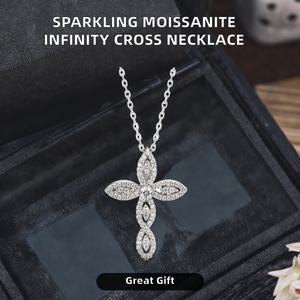 Élégant pendentif croix infini pour femme en argent 925 et moissanite étincelante, serti griffe, avec breloque GRA style Hip Hop - Product Image 4