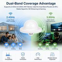 Antenne de plafond omnidirectionnelle 5dBi 2400-7000MHz Wi-Fi 6E 5G intérieure avec connecteur N femelle pour la distribution de signal dans les bureaux, hôtels et centres commerciaux