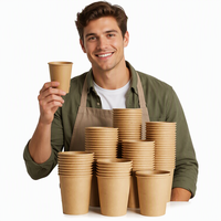 SIUQ Lot de 400 gobelets en papier kraft épais non blanchis de 8 oz, jetables, modernes, étanches, robustes, pour boissons chaudes/froides, fêtes et maison