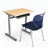 Ensemble de chaise et de bureau d'école ergonomique réglable en hauteur de haute qualité, table d'étude moderne pour la salle de classe, article durable pour l'éducation des enfants.