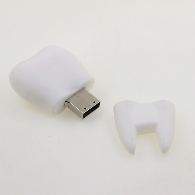 Tooth Shape 3D USB Flash Drive with Customized logo PVC Material Pendrive 4GB 8GB Memory Sticks for Dental Clinic Gift