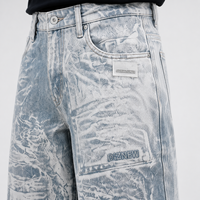DiZNEW Jeans Baggy Homme Streetwear Personnalisé Imprimé Trompe Blueprint Délavé Clair Graphique Intégral Coupe Large en Denim