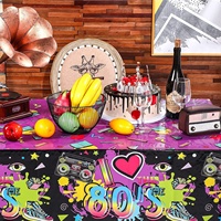 3 Pieces 80er Party Tablecloth Back zu The 80s Hip Hop Party Birthday Decorative Rectangle Table Cover