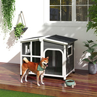 Maison pour chat en bois de sapin massif de luxe, fabrication directe d'usine, écologique, meubles d'extérieur toutes saisons avec motif simple, cabane élégante pour animaux de compagnie