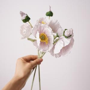 Flor de Amapola Artificial de Tacto Real en Color <span class=keywords><strong>Rosa</strong></span> y Blanco a Precio de Fábrica para Centros de Mesa en el Hogar, Decoración de Bodas - Product Image 4