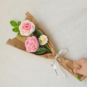 Realistici piccoli fiori artificiali in maglia Bouquet anniversario regali per la casa per la mamma di San Valentino - Product Image 3
