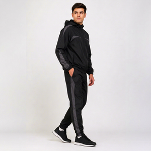 <b>Men's</b> Windbreaker Tracksuit Set 100% Polyester <b>Jacket</b> and Trousers Custom Wholesale Athletic Sportswear - Product Image 1