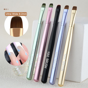 Pinceau à ongles en nylon à manche métallique, tête large courte, pour contrôle des bords et French manucure demi-lune - Product Image 1
