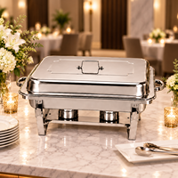 Chauffe-Plat Allnice 9L en Acier Inoxydable avec Couvercle, Réchaud Alcool pour Hôtels, Banquets et Buffets
