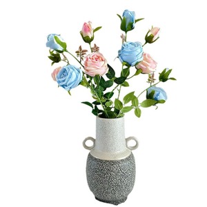 Flores artificiales individuales de <span class=keywords><strong>6</strong></span> cabezas, Flores Rosas en maceta para el hogar, boda, flores decorativas, gran oferta - Product Image 6