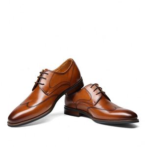 Chaussures Derby haut de gamme pour hommes en cuir véritable, à bout carré, rehaussantes, à lacets, idéales pour les soirées. - Product Image 2
