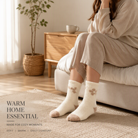 Chaussettes douillettes personnalisées à haute élasticité en tissu peluche doux, chaussettes chaudes d'intérieur pour femmes, filles et famille